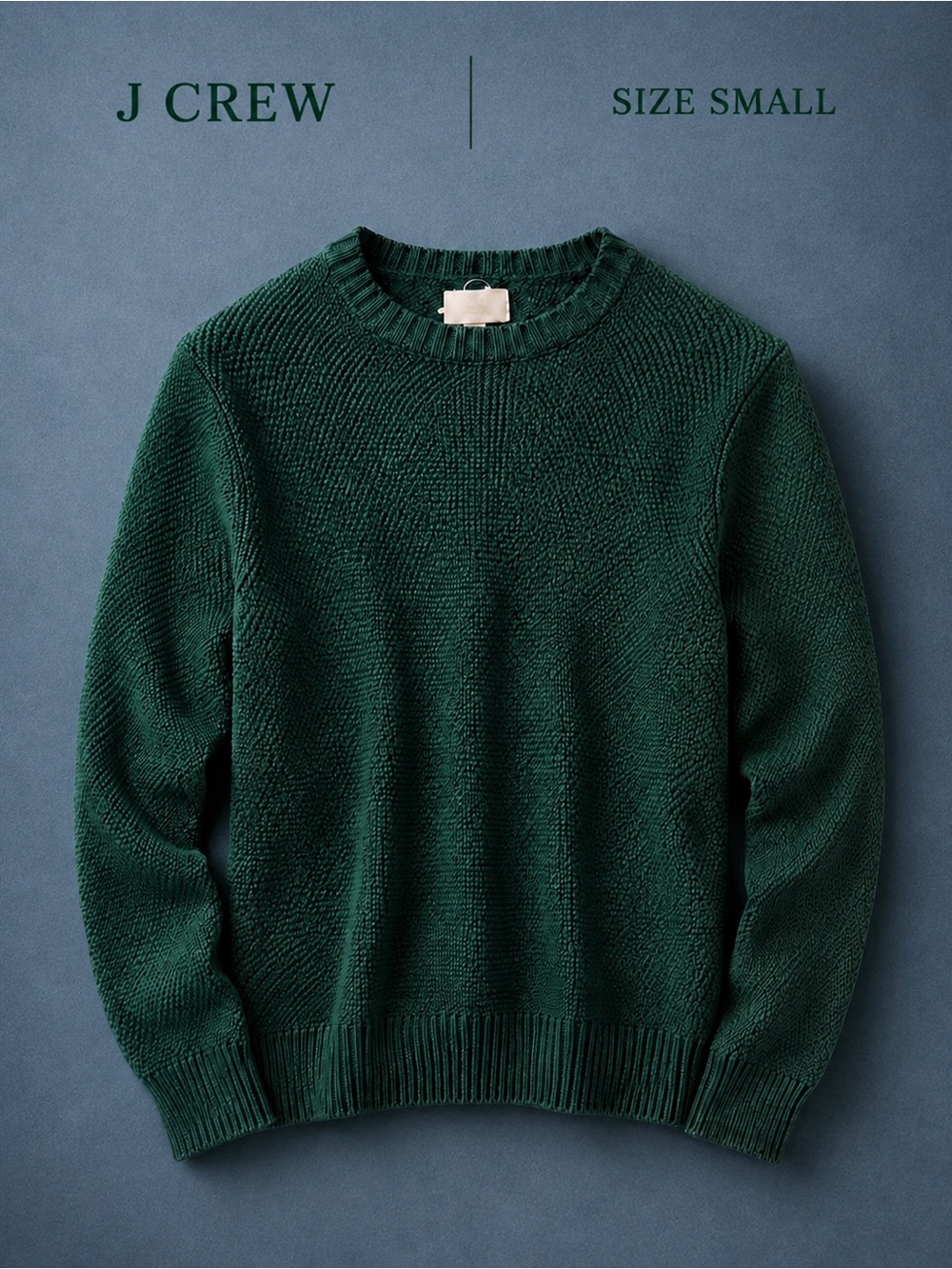 J.Crew Mens Small Green Knit Crewneck Sweater Cotton Textured NWT $118